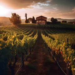  Vineyard in Tuscany, Italy. Vineyards at sunset © Iman