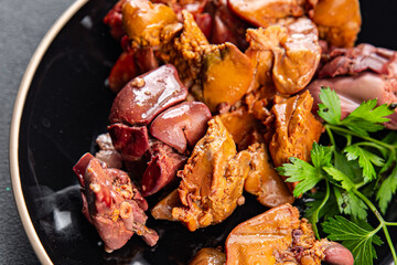 chicken liver cooking chicken offal meat meal food snack on the table copy space food background rustic top view