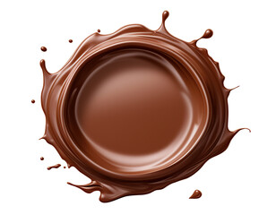 Chocolate splashes in circle shape . cut out on transparent	