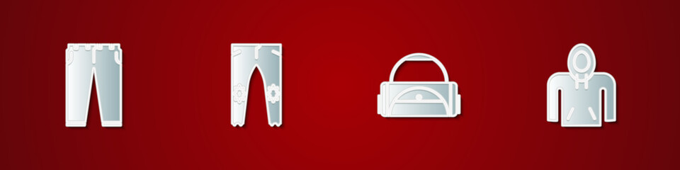 Set Pants, , Sport bag and Hoodie icon. Vector