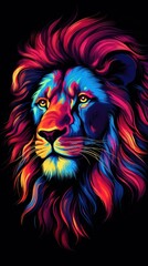 Neon art style Lion head