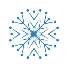 Blue snowflake on a white background, openwork snowflake. Vector illustration. Winter background