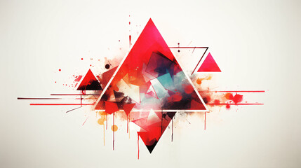 Triangle in red and white and black with a landscape, digital artwork, graphic design, website aesthetics, artistic backdrop