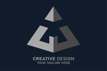 Modern letter J creative pyramid shape logo - obrazy, fototapety, plakaty