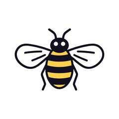Cute friendly vector bee illustration. Insect character. Vector simple icon isolated on white logo