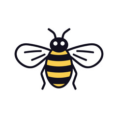 Cute friendly vector bee illustration. Insect character. Vector simple icon isolated on white logo