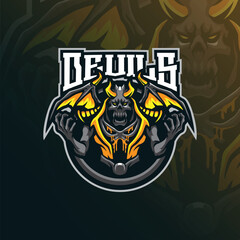 Devils mascot logo design vector with modern illustration concept style for badge, emblem and t shirt printing. Skull devils illustration.