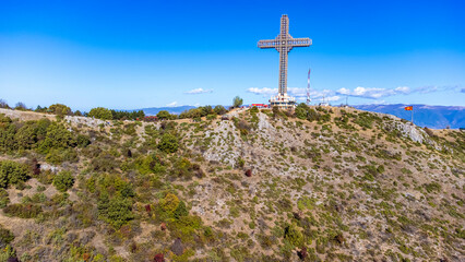 Skopje, Macedonia, October 29, 2023, Millennium Cross on the top of Vodno mountain hill