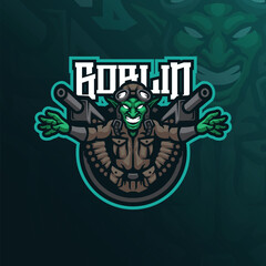 Goblin mascot logo design vector with modern illustration concept style for badge, emblem and t shirt printing. Goblin illustration with missiles.