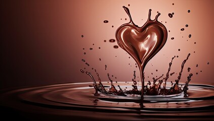 Romantic liquid heart love. Motion in abstract splashes. Glistening hearts waves. Symphony of love. Valentine ripples and heartfelt drops