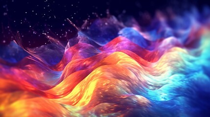Bright Colorful Wave Fluid with sparkling design back.Generative AI