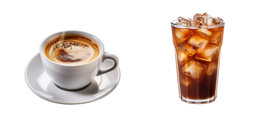 Set of coffee hot and ice with transparent background. - obrazy, fototapety, plakaty