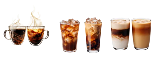 Foto op Canvas Set of coffee hot,ice,smoothie with transparent background. © bird_saranyoo