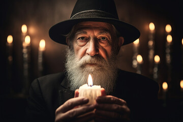 Mature person praying for peace in church against terrorism war conflict generative ai