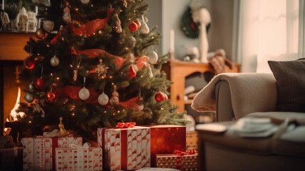 Naklejka na ściany i meble Cozy Living Room on Christmas Morning 