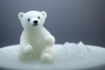 Expressionless polar bear ornament, Generative Ai