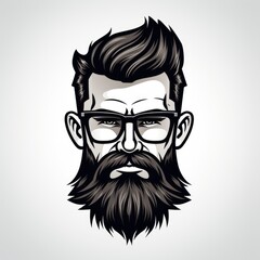 Cool Beard Man Barber Head With Glasses , Cartoon Graphic Design, Background Hd For Designer