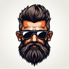 Cool Beard Man Barber Head With Glasses , Cartoon Graphic Design, Background Hd For Designer