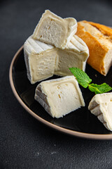 white soft cheese mold fresh creamy taste eating appetizer meal food snack on the table copy space food background rustic top view