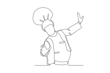 Close-up of a man dancing. Lohri one-line drawing
