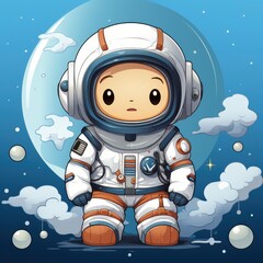 Cute Astronaut With Archery Cloud , Cartoon Graphic Design, Background Hd For Designer