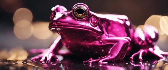 Deurstickers liquid metal pink frog © Crimz0n