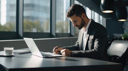Man working with a tablet and pen at a desk