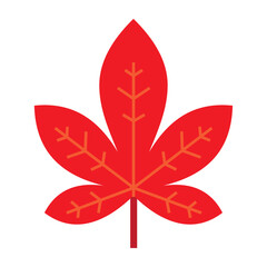 red autumn flat leaf icon