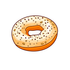 Simplified flat art  image of a bagel