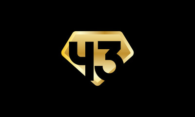Diamond Gold Number Elegant Fashion Logo