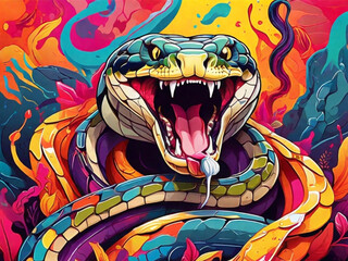 Poster con animali luminosi e colorati - Serpente - obrazy, fototapety, plakaty