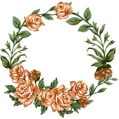 Shabby chic retro vintage rose gouache illustration bouquet botanical