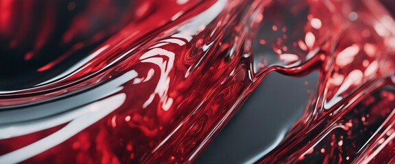 chrome and red marbled metallic liquid wallpaper - obrazy, fototapety, plakaty