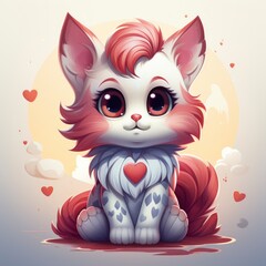 Cute Cat Unicorn Holding Heart , Cartoon Graphic Design, Background Hd For Designer