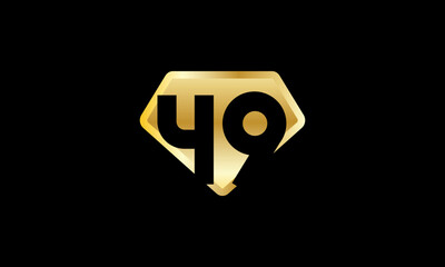 Diamond Gold Number Elegant Fashion Logo