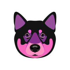 Shiba Inu Dog Pet Animal Imaginary Color Silhouette Cartoon Logo Label Character Pattern Icon 