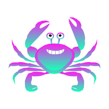 Crab  Funny Pet Crayfish Animal Cartoon Cute Symbol. Imaginary Icon Painted in Imaginary Colors