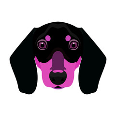 Duchshund Dog Pet Animal Imaginary Color Silhouette Cartoon Logo Label Character Pattern Icon 