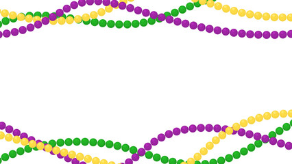 Mardi Gras decorative beads background in traditional colors - obrazy, fototapety, plakaty