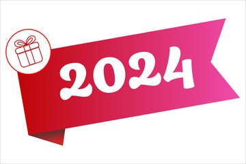 3D sticker 2024 with a gift icon.
Vector sticker 2024.
New Year Christmas