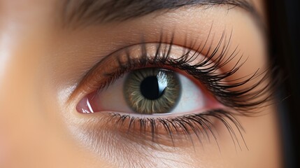 Obraz premium Classic volumetric black false eyelashes make women's eyes beautiful.