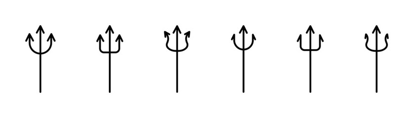 Trident icon collection. Trident pitchfork devil, neptune vector icons - obrazy, fototapety, plakaty