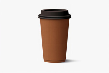 Photo of a coffee cup with a black lid on a white background