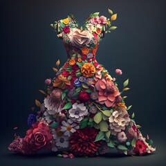 Colorful dress made of flowers