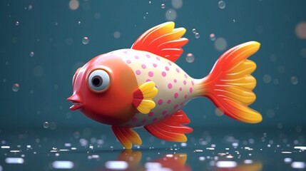 fish super cute octane render toy style Plastic textu.Generative AI
