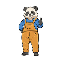 Funny Panda Cartoon Illustration with Cute Anthropomorphic Animal Character in Suit;