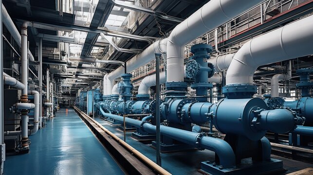 Vacuum circulation pump Industrial background water pumping station with generator