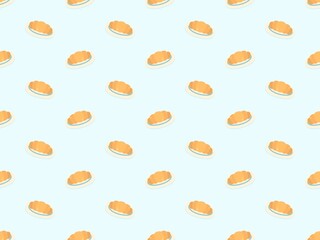 seamless pattern of tasty croissant on a soft blue background