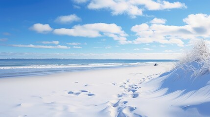 Naklejka na ściany i meble nature sunshine beach snow landscape illustration water sky, travel blue, scenic sea nature sunshine beach snow landscape