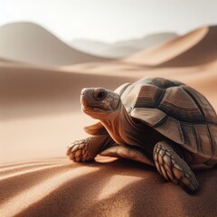 tortoise walking on the desert animal background for social media